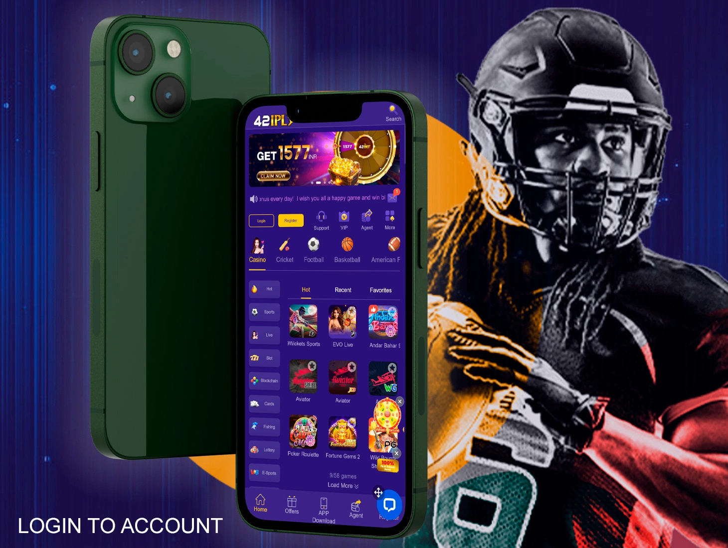 Log in to your personal account on the 42Bet platform to start betting on the best games